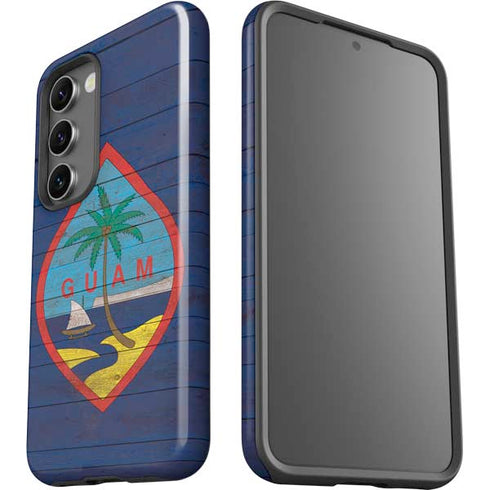 Guam Flag Dark Wood Galaxy S23 Plus Pro Case